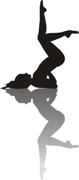Silueta chica haciendo yoga — Vector de stock
