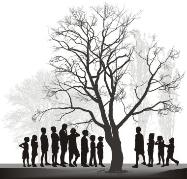parkta çocuk grupları