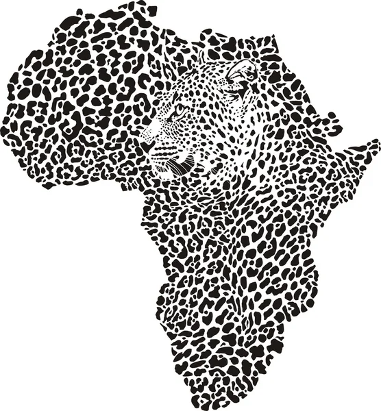 Leopard huid en hoofd in silhouet Afrika — Stockvector