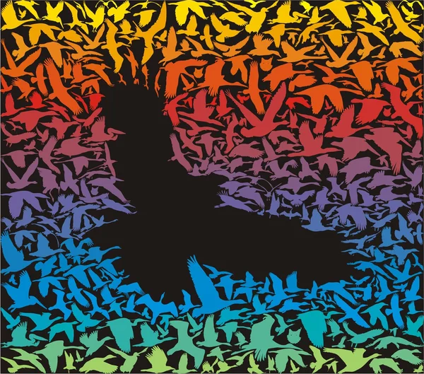 Oiseau prédateur abstrait et ses proies — Image vectorielle