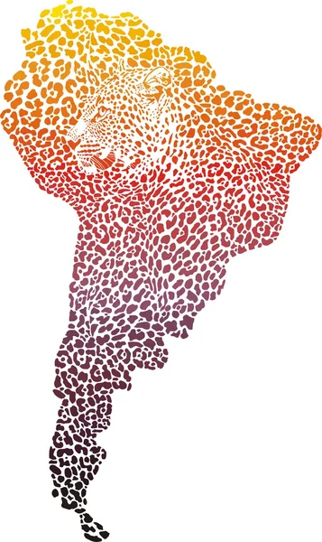 Surreal Jaguar en el mapa de América del Sur — Vector de stock