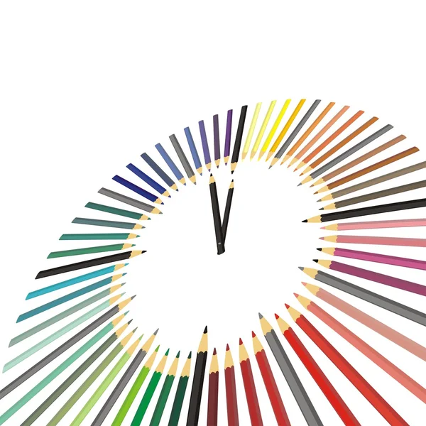Horas de lápices de colores — Vector de stock