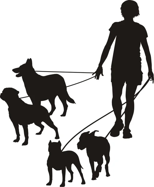 Femmes et chien — Image vectorielle