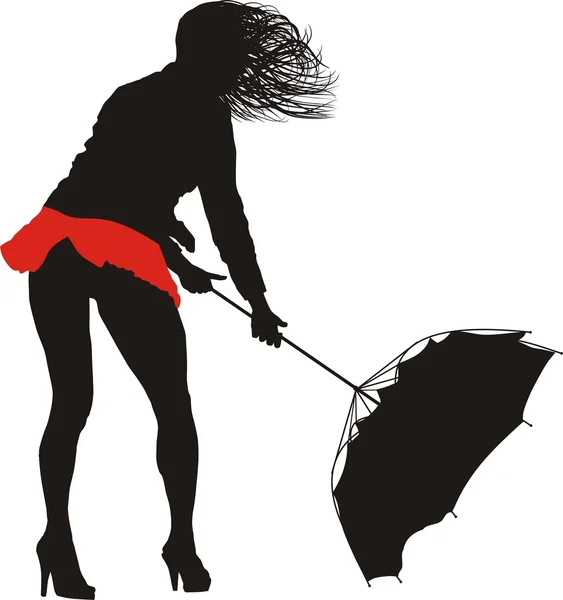 Женская борьба с ветром — стоковый вектор