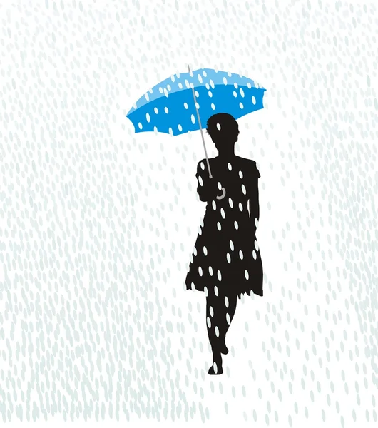 Nő az esőben — Stock Vector
