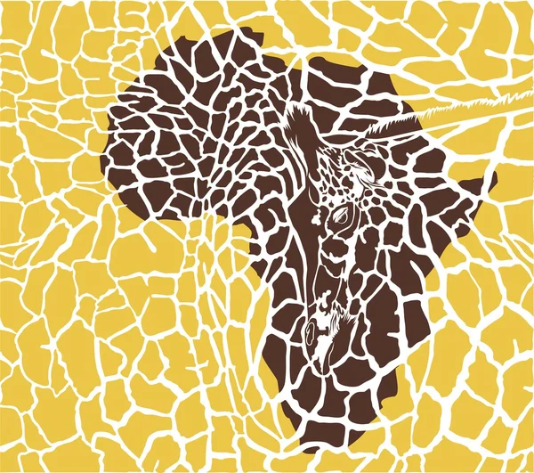 迷彩の背景にキリン、アフリカ — ストックベクタ
