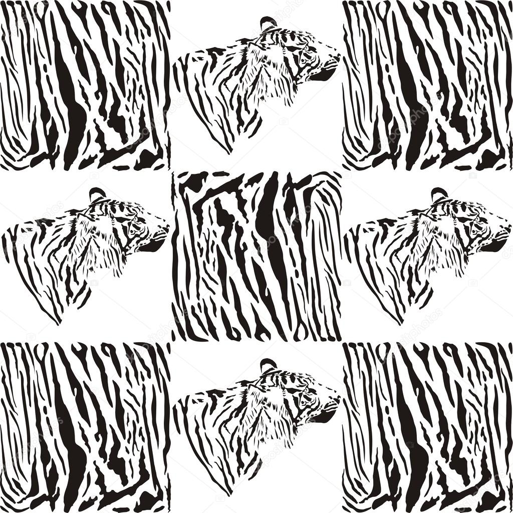 Tiger Padrões Para Têxteis E Papel De Parede Vetor De Stock