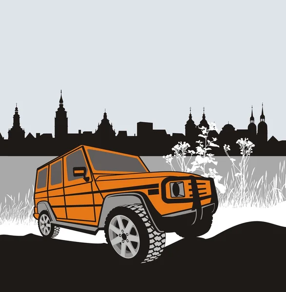 Off-Road auto in natur — Stockvector