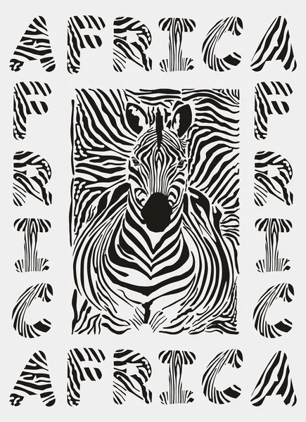 非洲-背景与文本和纹理的斑马 — 图库矢量图片