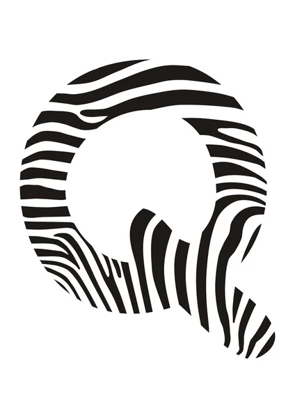 Lettertype zebra, letter q — Stockvector