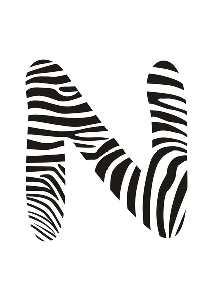Teckensnitt zebra, bokstaven n — Stock vektor