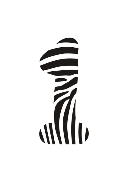 Lettertype zebra, nummer een — Stockvector