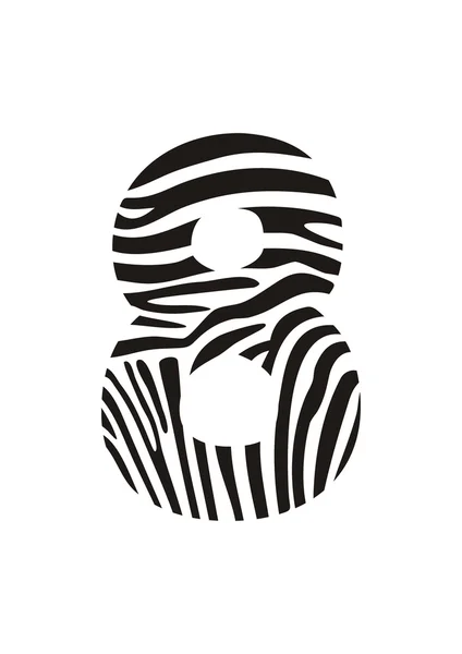 Lettertype zebra, nummer acht — Stockvector