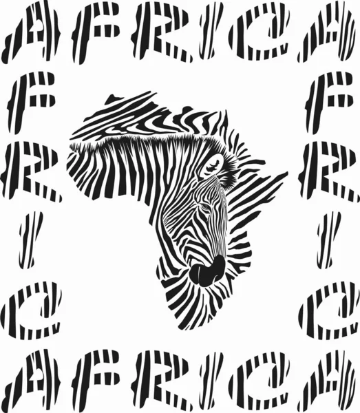 Map Background Word Africa Zebras Skin — Stock Vector