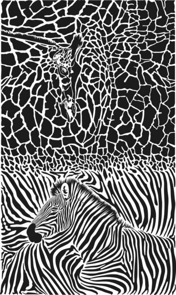 Vektor Illustration Muster Hintergrund Giraffe Und Zebrafell — Stockvektor