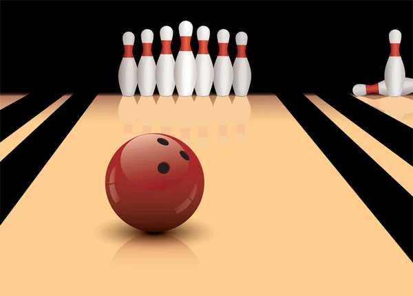 Vector bowlingbal en pennen — Stockvector