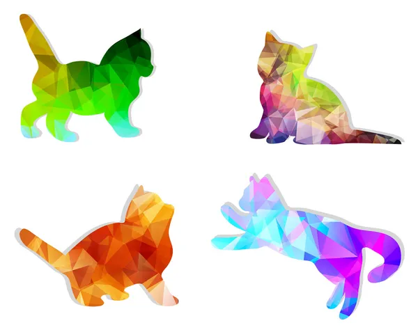 Kedilerin mozaik siluetleri vektör — Stok Vektör