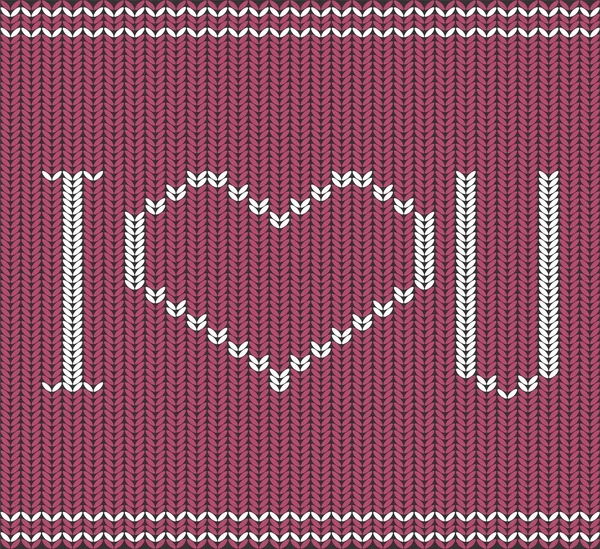 Vector knitted background with "I love you"  pattern — Stock Vector