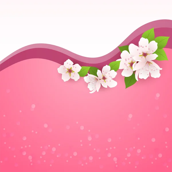 Vetor primavera cartão com flores de cereja —  Vetores de Stock