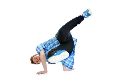 Beyaz bir arka planı yapmak hip-hop tarzı dansçı