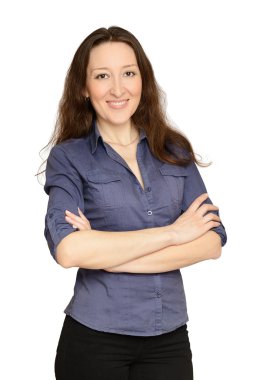 kollarını çapraz ile cazip iş kadını