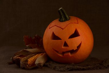 Scary halloween balkabağı jack-o-lantern