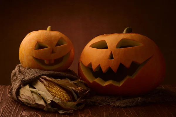 Scary halloween pumpkin jack-o-lantern — Stock Photo, Image