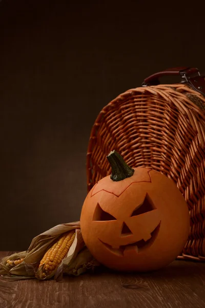 Ijesztő halloween pumpkin jack-o-lantern — Stock Fotó