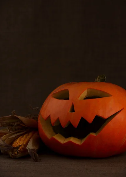 Scary halloween pumpkin jack-o-lantern — Stock Photo, Image