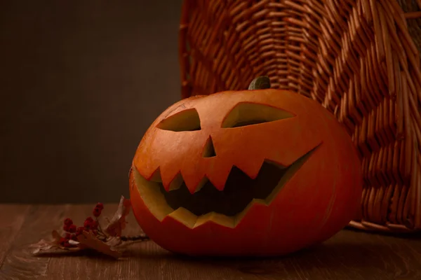 Scary halloween pumpkin jack-o-lantern — Stock Photo, Image