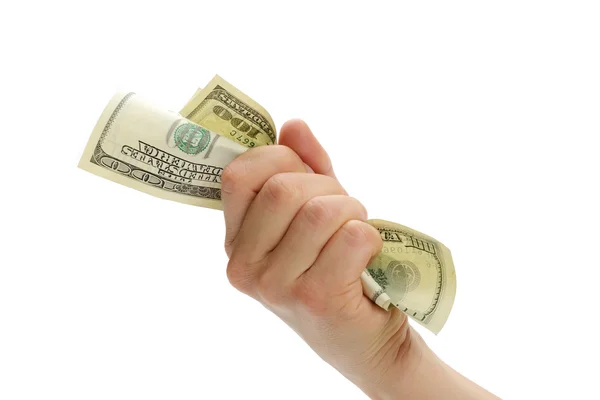 Woman hand with 100 dollar bills — Stock Photo, Image