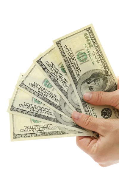 Woman hand with 100 dollar bills — Stock Photo, Image