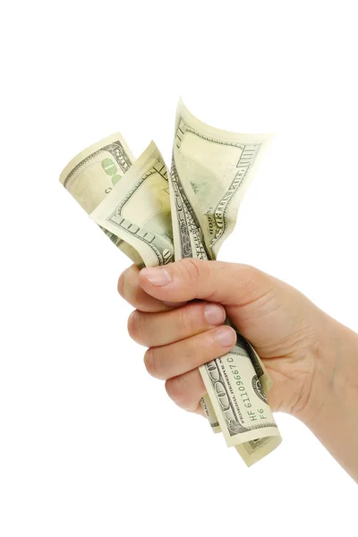 Woman hand with 100 dollar bills — Stock Photo, Image