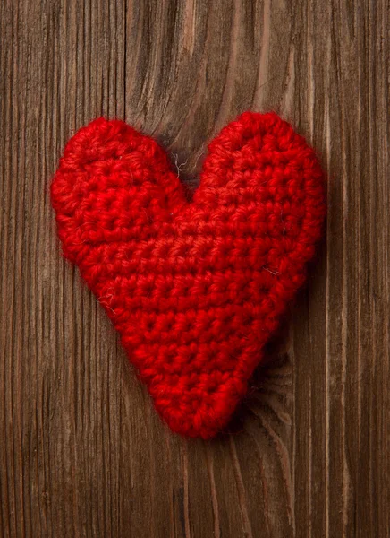 Red heart on wooden background — Stock Photo, Image