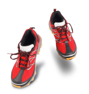 kırmızı spor ayakkabılar çalışan