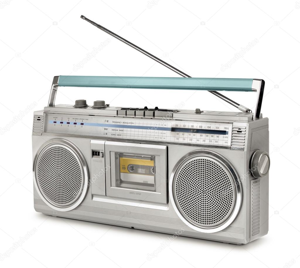 Eighties vintage radio cassette player Stock Photo by anterovium