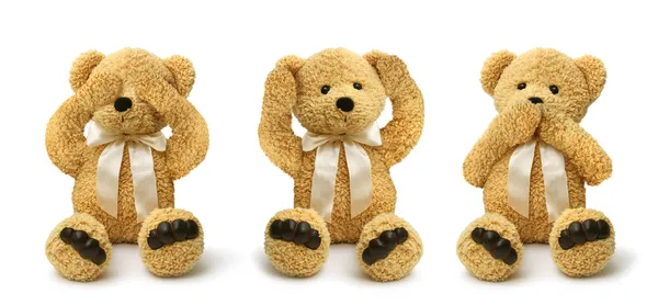 Teddy bears Zie horen spreken geen kwaad — Stockfoto