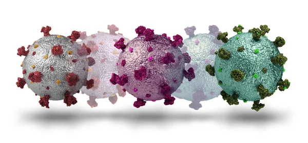 コロナウイルスのフォトリアリスティックモデルCovid 19は 白背景に分離された新しいウイルスに変異し パンデミック流行概念 — ストック写真