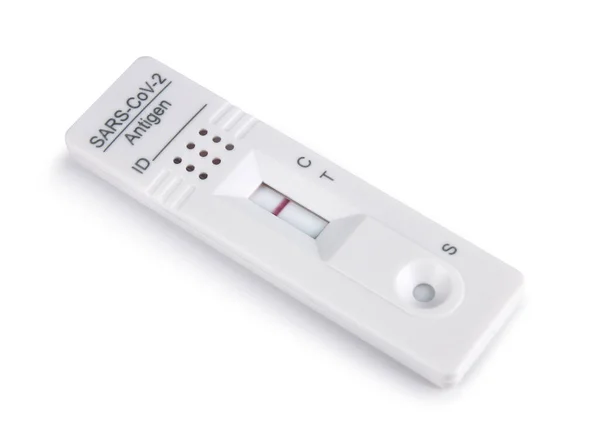 Covid Corona Vírus Kit Teste Antígeno Dispositivo Cassete Mostrando Resultado — Fotografia de Stock