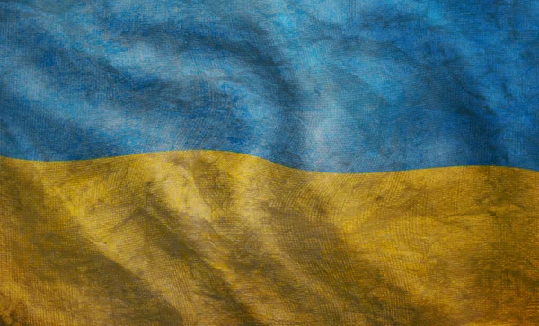 Weathered Ukraina Flagga Grunge Robust Skick Vifta — Stockfoto