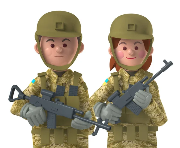 Desenhos Animados Personagem Avatar Ucraniano Soldado Masculino