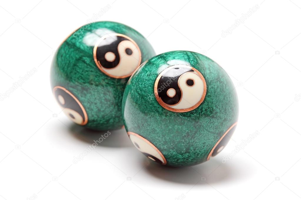 Close-up yin yang balls.