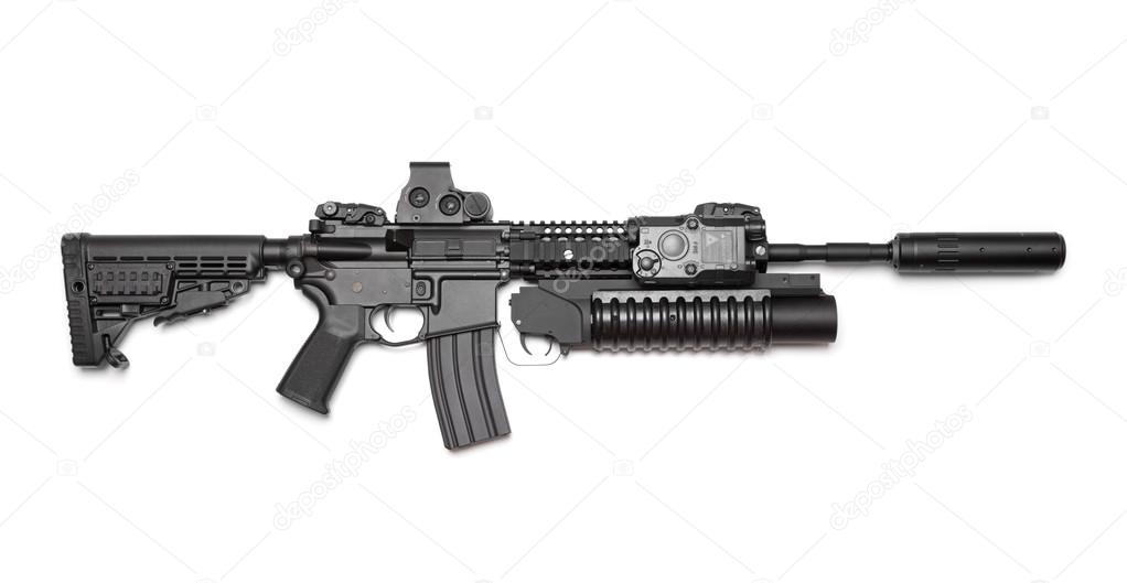 AR-15 (M4A1) carbine isolated on white background.