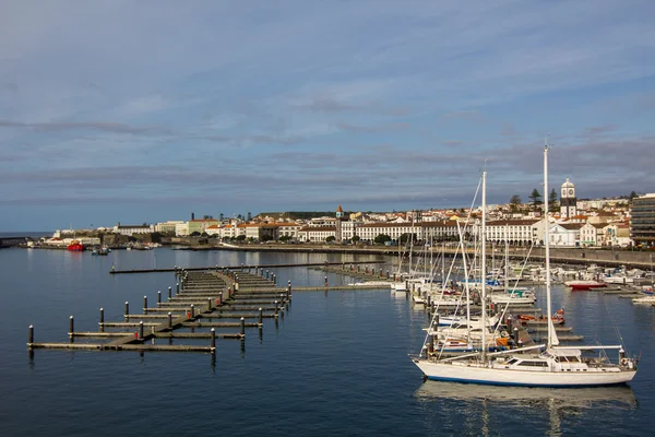 Zobacz przystani w ponta delgada, wyspa sao miguel Zdjęcia Stockowe bez tantiem