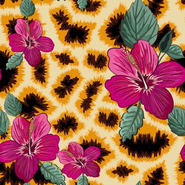 tropikal yaprak ve çiçek