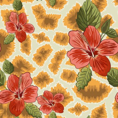 tropikal yaprak ve çiçek