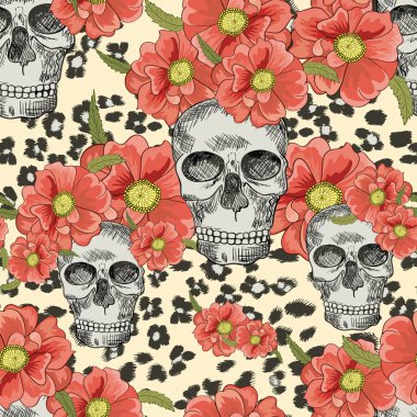 kafatasları ve çiçekler