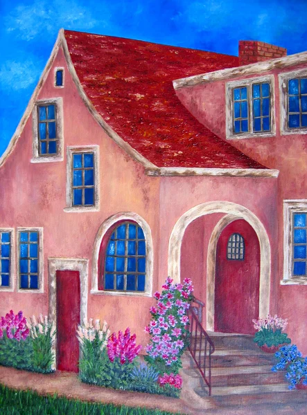 House craftsman exterior painting. oil on canvas. — Stock Photo, Image