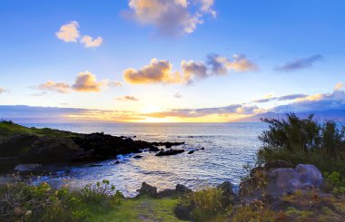 ada maui cliff sahil şeridi okyanus ile. Hawaii.