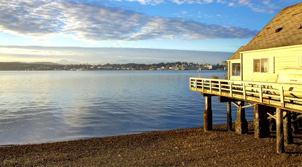 Port Orchard, WA Bay Street waterfront view of Puget Sound. — Stock Photo, Image